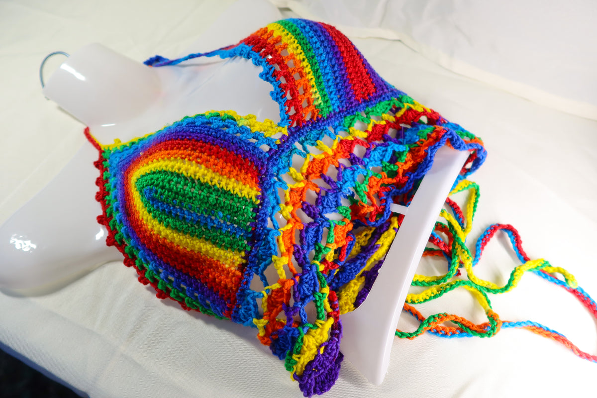 Crochet Bralette - Rainbow Hand Dyed Yarn