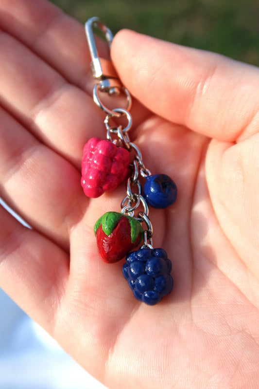 Berries Bag Charm/Keychain - Hand Sculpted & Painted
