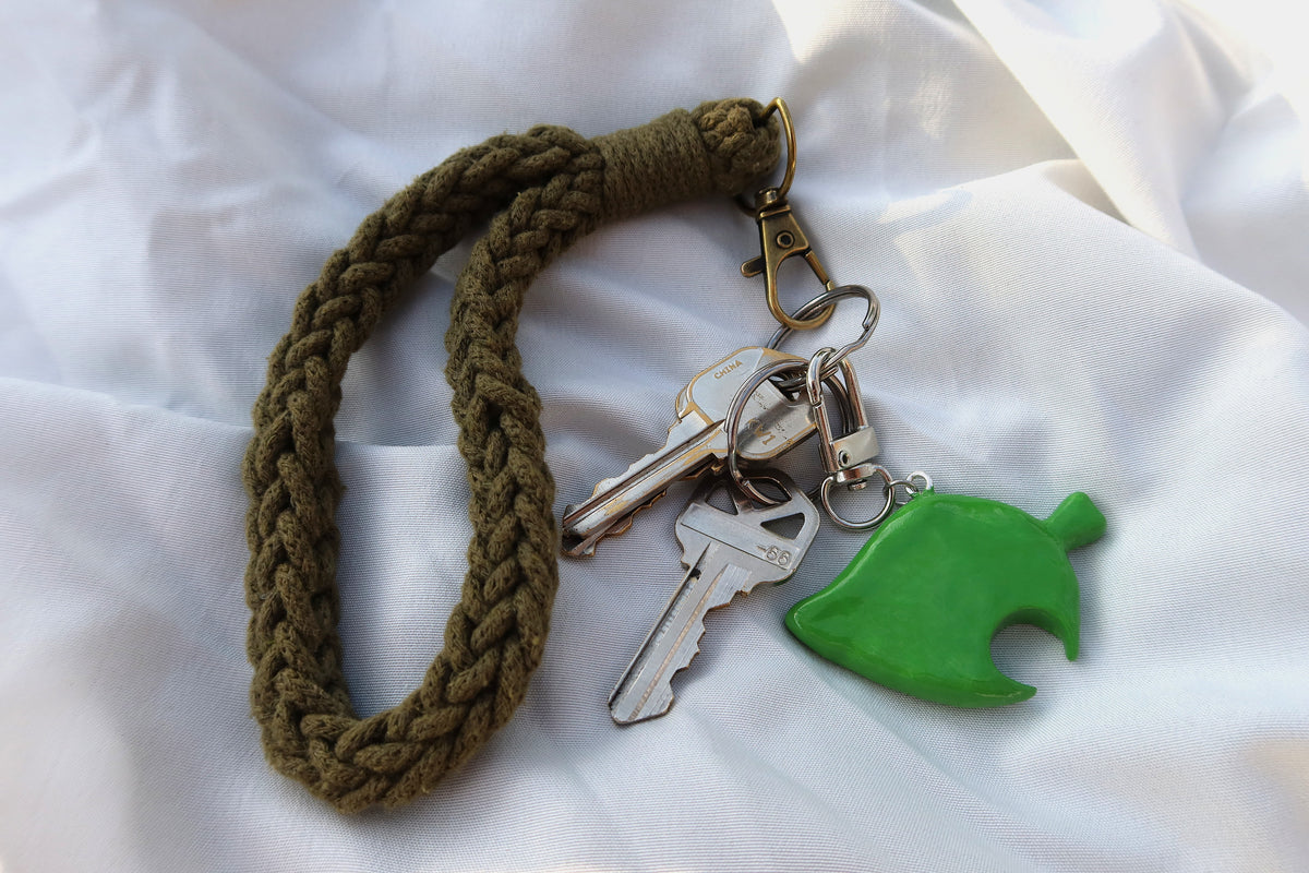 Leaf Bag Charm/Keychain - Hand Sculpted & Painted