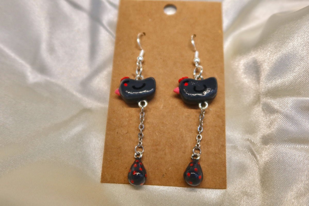 Chicken Earrings - Hand Sculpted & Painted