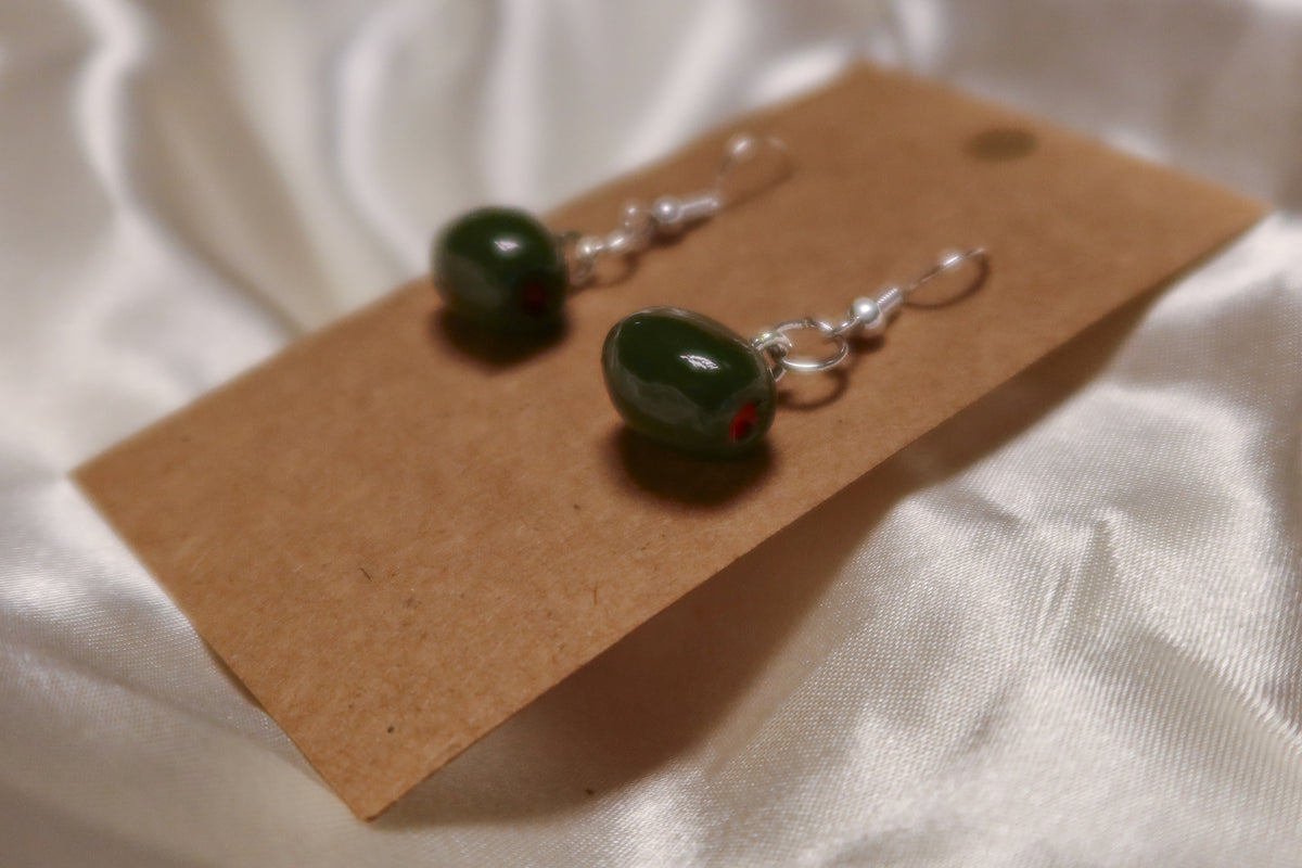 Olive Earrings - Hand Sculpted & Painted