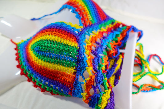 Crochet Bralette - Rainbow Hand Dyed Yarn