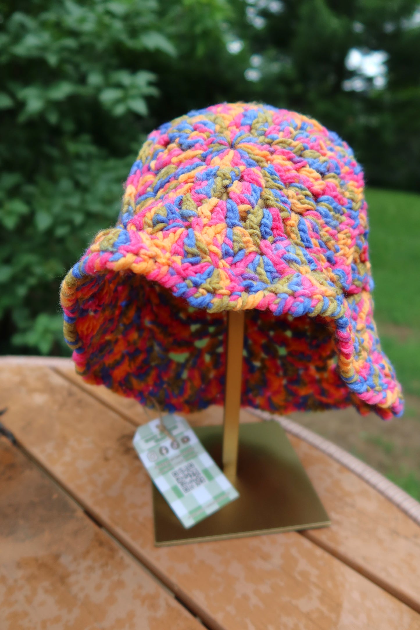 Multicolor Recycled Yarn Crochet Bucket Hat