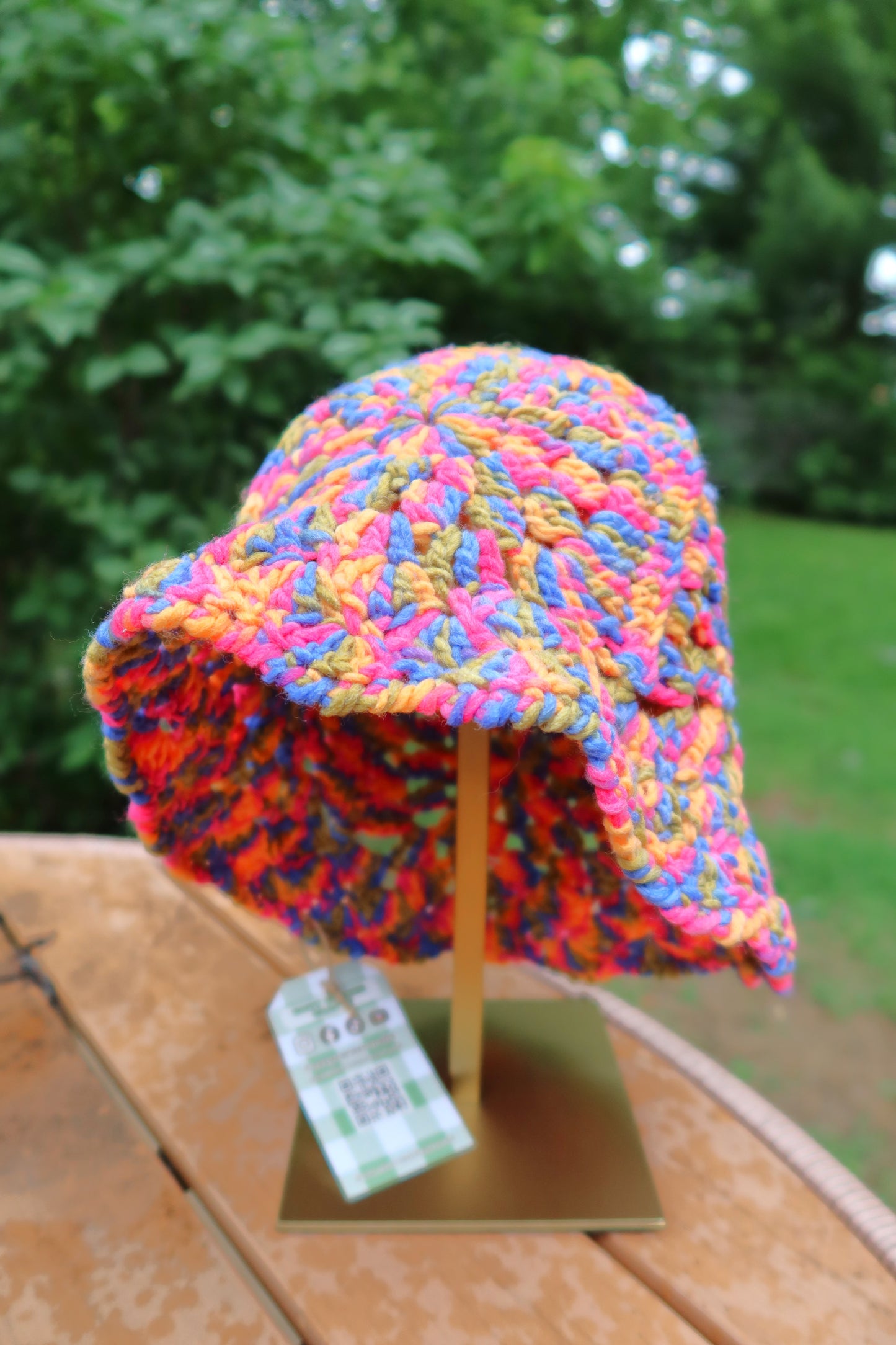 Multicolor Recycled Yarn Crochet Bucket Hat