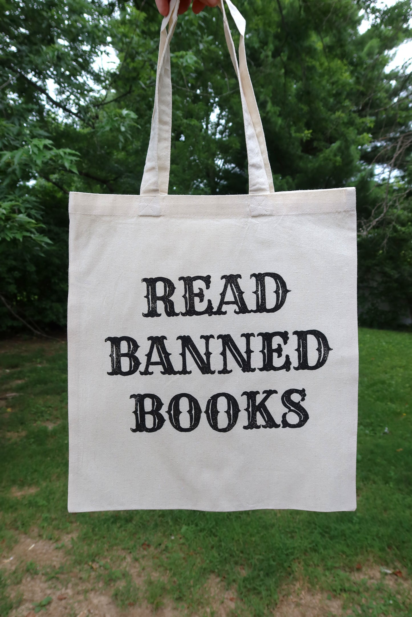 Read Banned Books Hand Printed Tote Bag