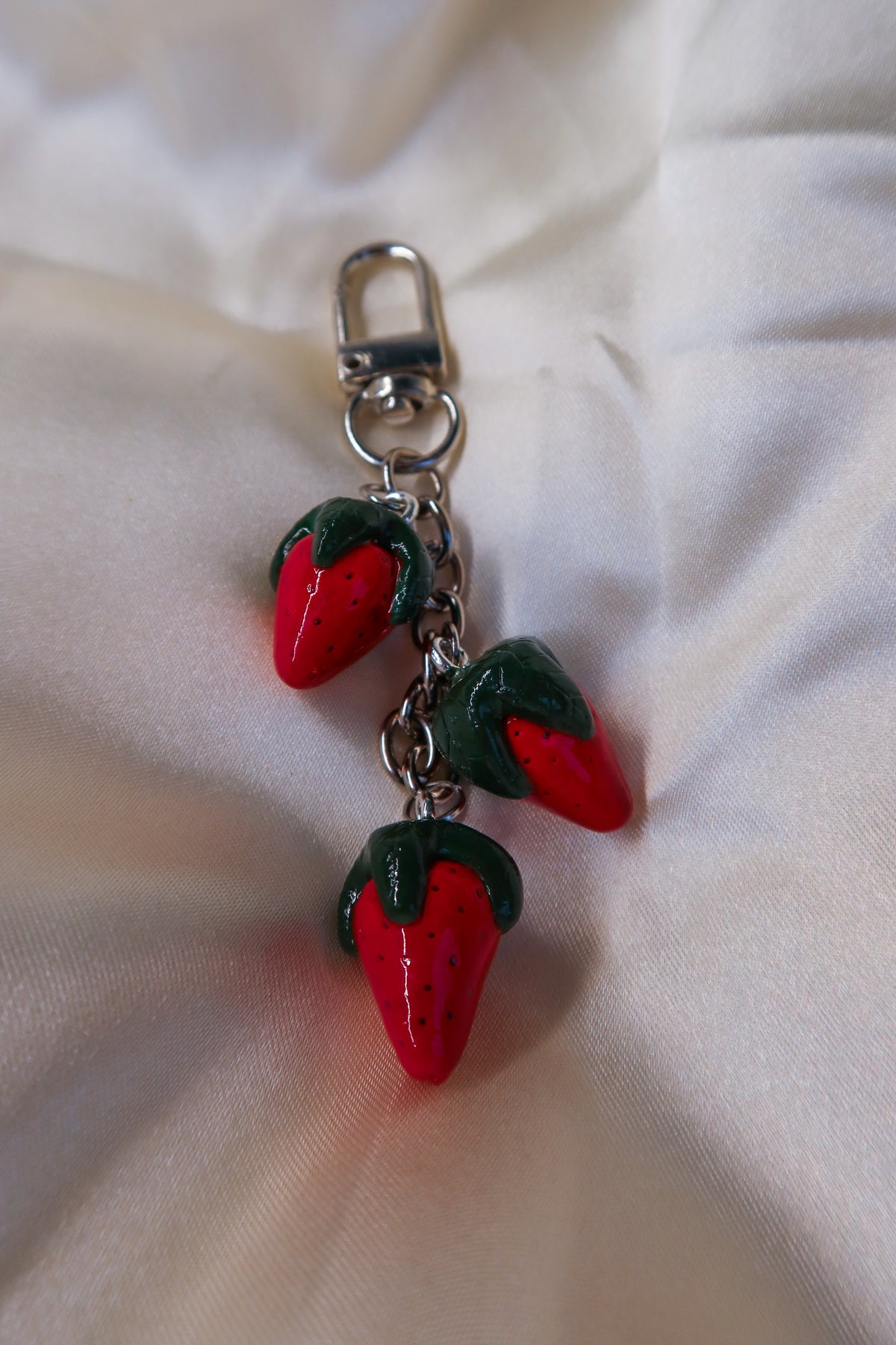 Strawberry Bag Charm/Keychain - Hand Sculpted & Painted