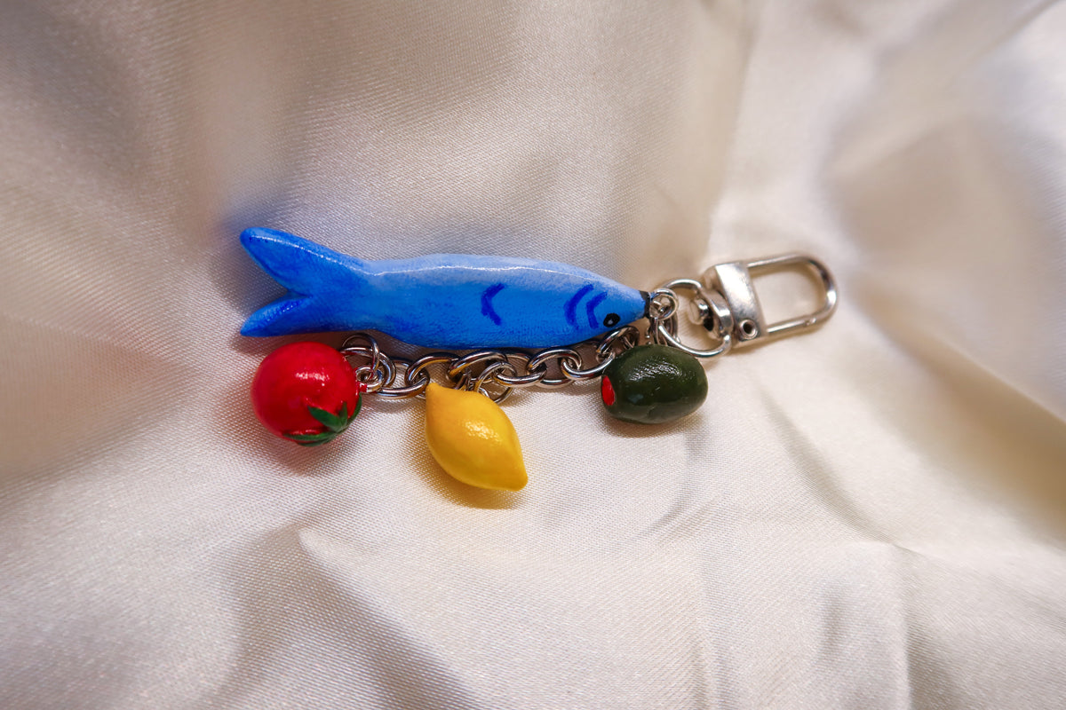 Sardine Bag Charm/Keychain - Hand Sculpted & Painted