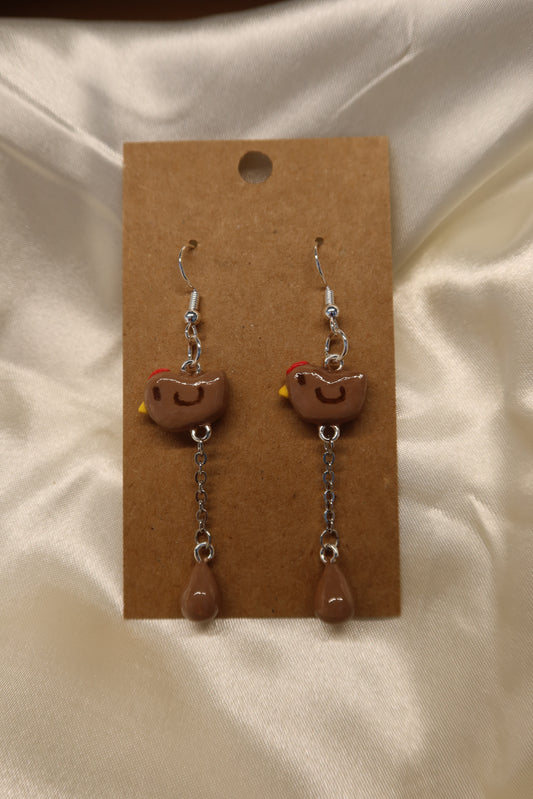 Chicken Earrings - Hand Sculpted & Painted