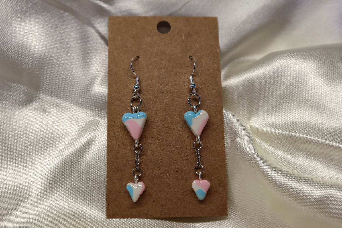 Subtle Pride Flag Earrings - Hand Sculpted & Painted