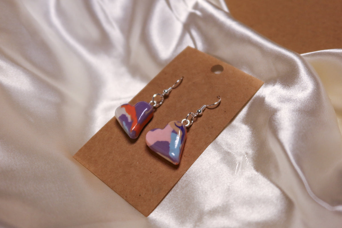 Recycled Clay Earrings - Hand Sculpted & Painted