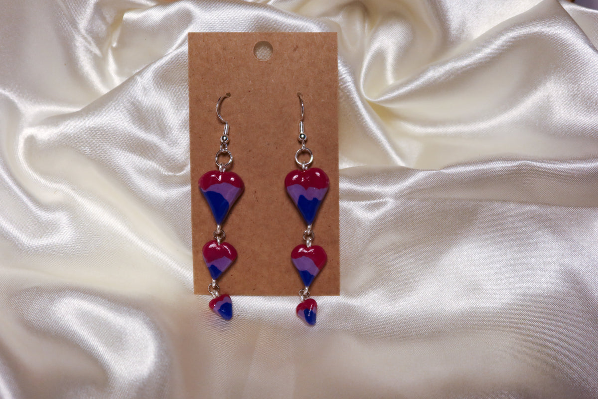 Subtle Pride Flag Earrings - Hand Sculpted & Painted