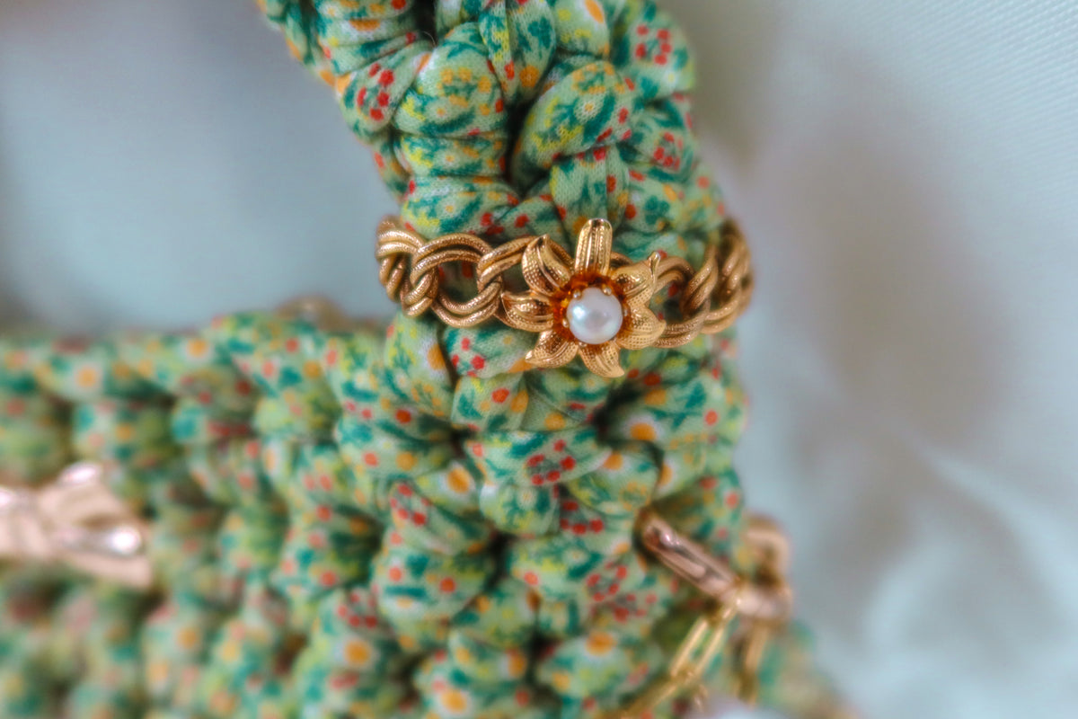 Spring Blooms - Crochet Handbag with zipper & lining