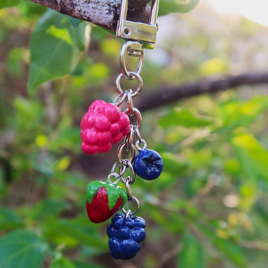 Berries Bag Charm/Keychain - Hand Sculpted & Painted