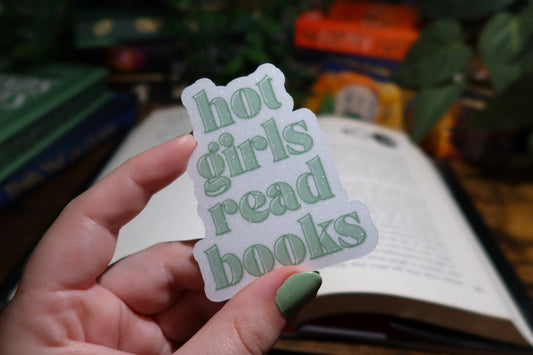 Hot Girls Read Books Glitter Sticker