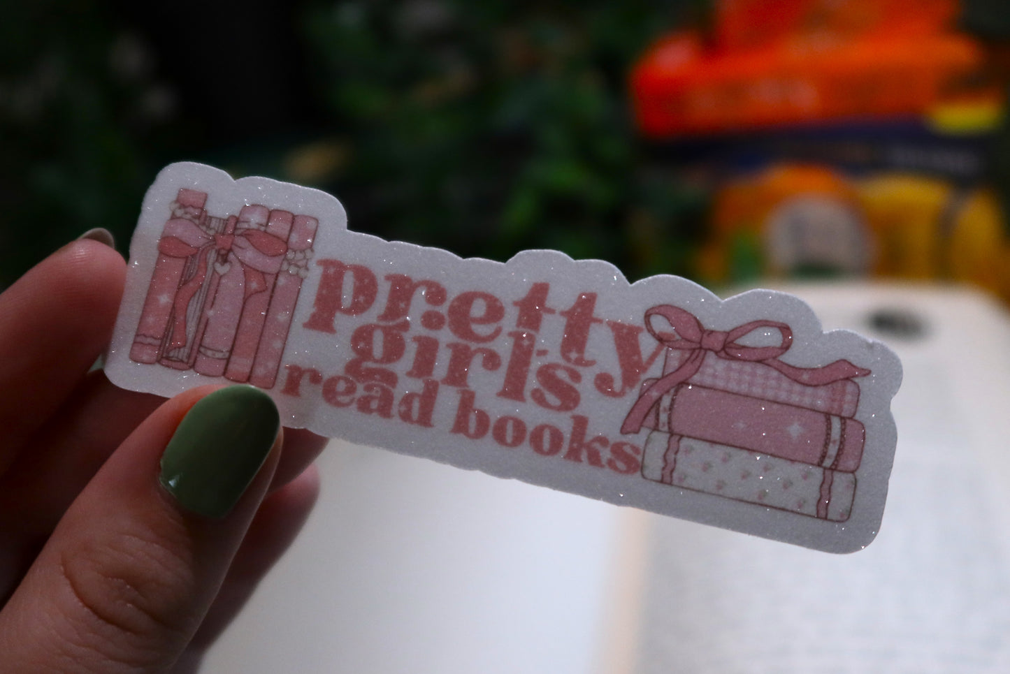 Pretty Girls Read Books Glitter Sticker